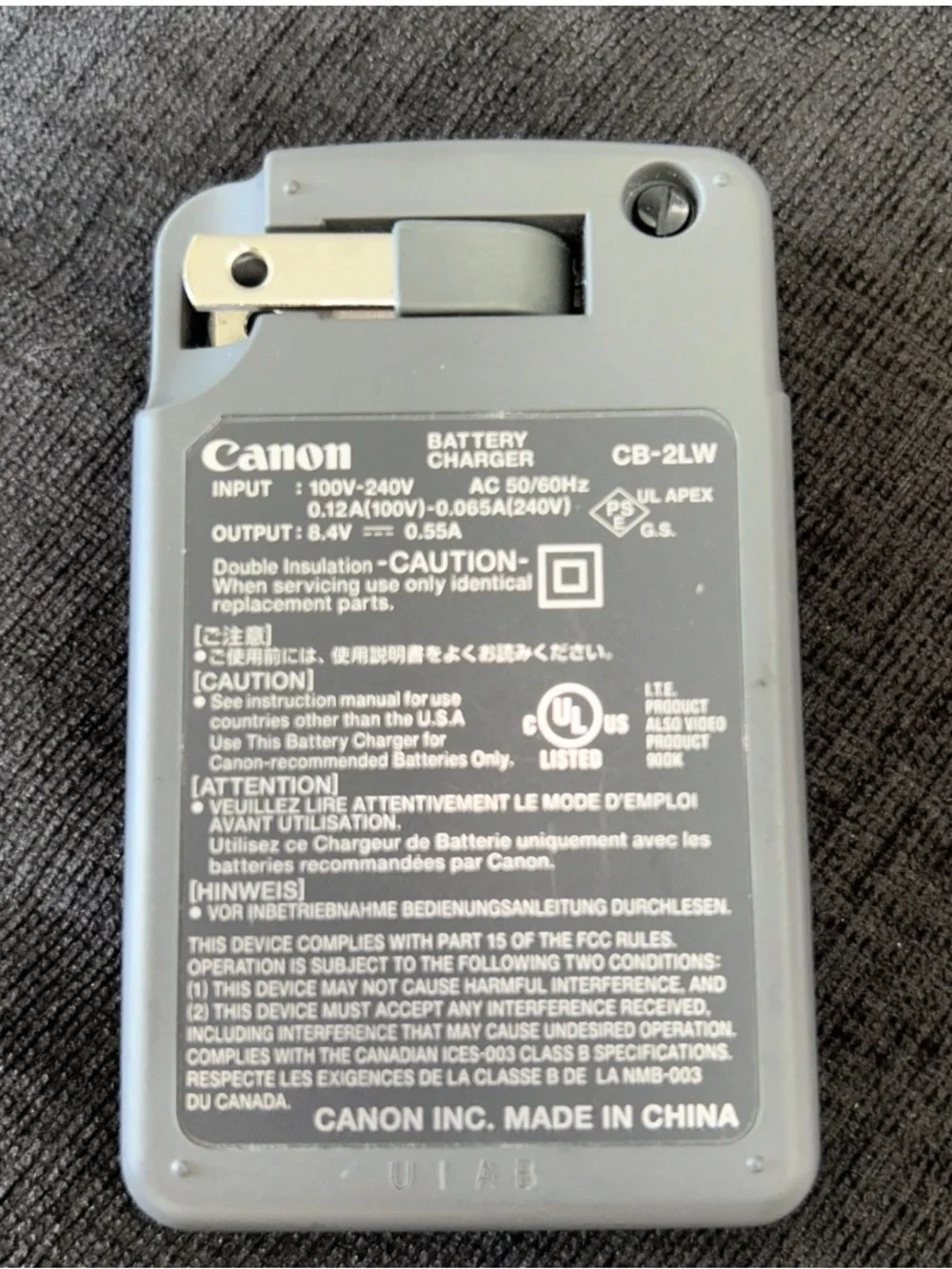 Genuine Canon CB-2LW Camera battery Charger for G7 G9 S50 S70 S80 EOS XT XTI OEM